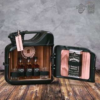 Kanister bar mini bar 5 L- Jack Daniel's čierny s drevenou policou - KOMPLETNE VYBAVENÝ-AKCIA